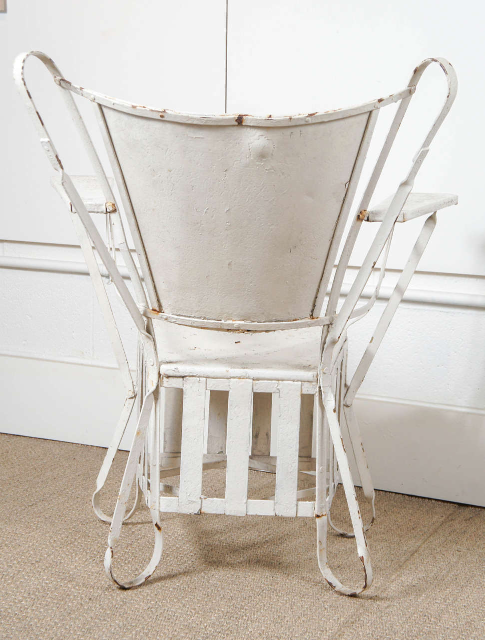 Pair of White Iron Outdoor Chairs at 1stdibs
