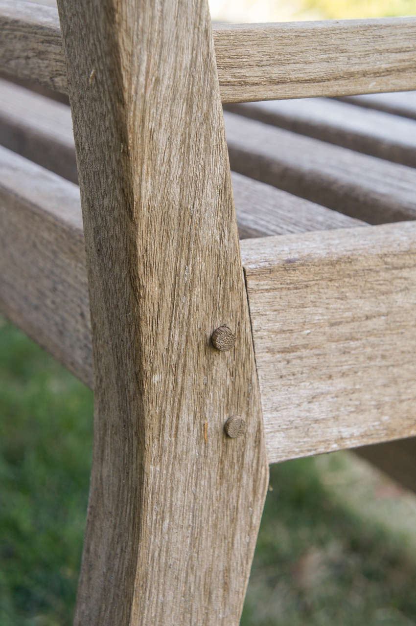 Fine English Vintage Lutyens Bench Made in Teak In Good Condition In Hudson, NY