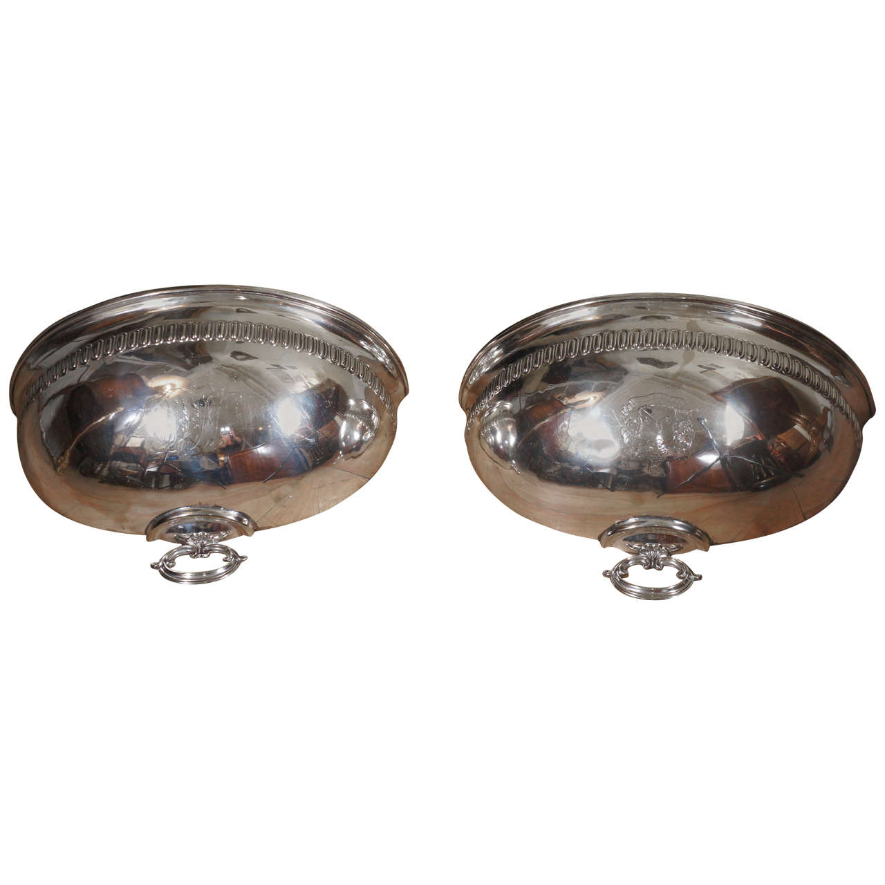 Pair of 19th Century Georgian Silverplate English Wall Planters