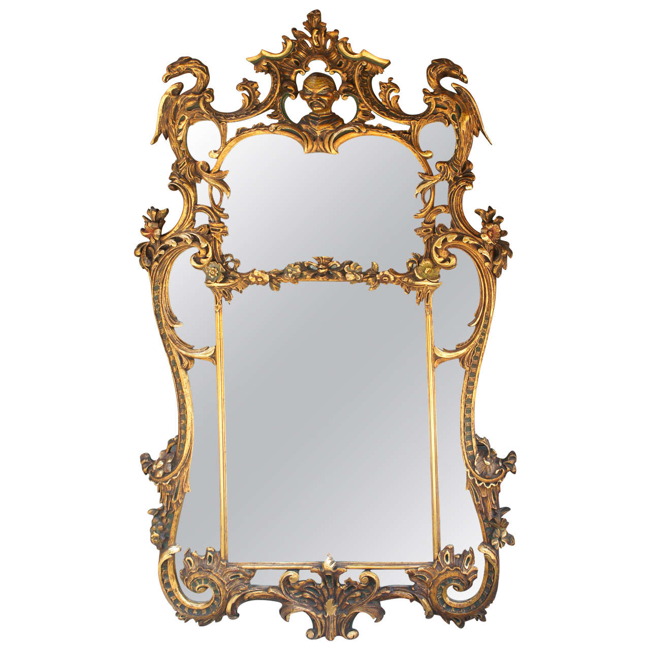 Edwardian Large Chinese Chippendale Style Gilded Mirror