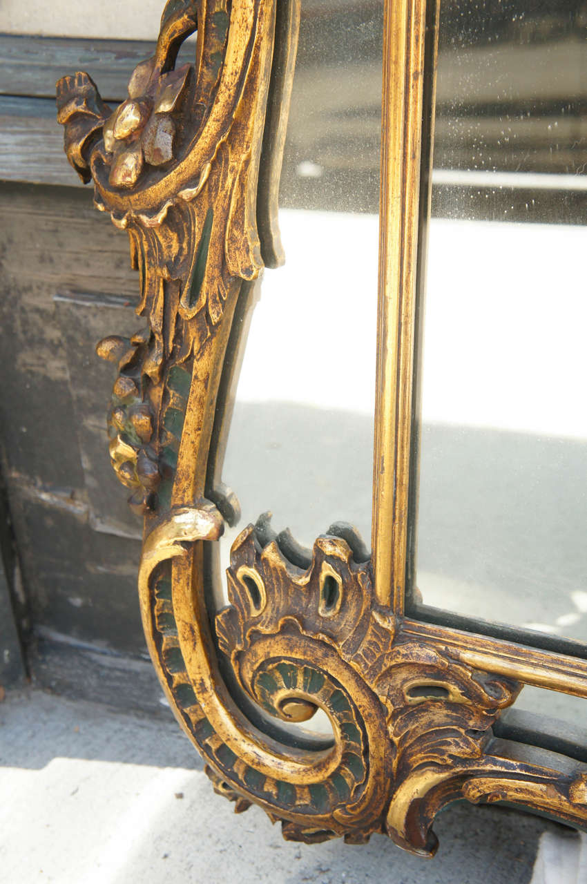 Wood Edwardian Large Chinese Chippendale Style Gilded Mirror