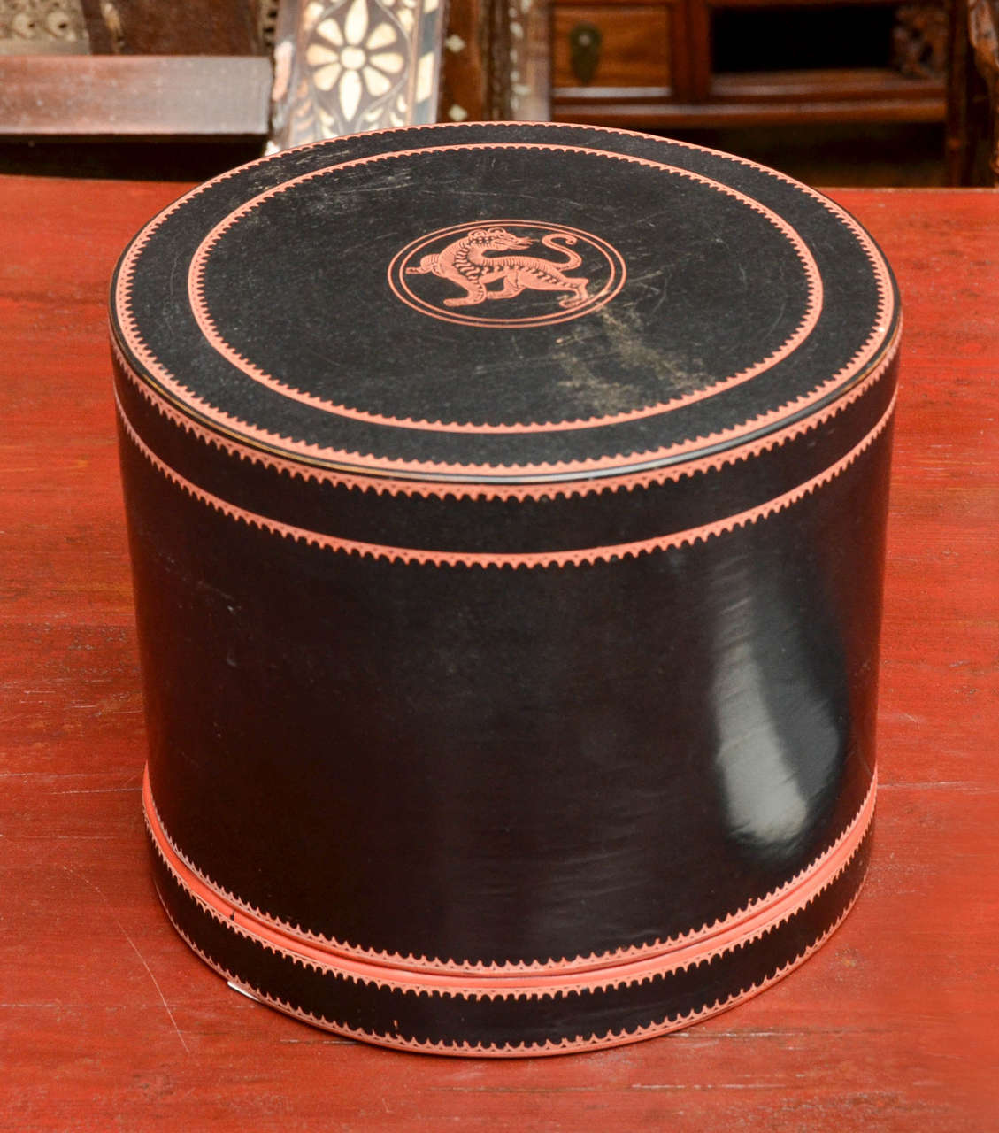 Turn of the century Burmese lacquered offering box.