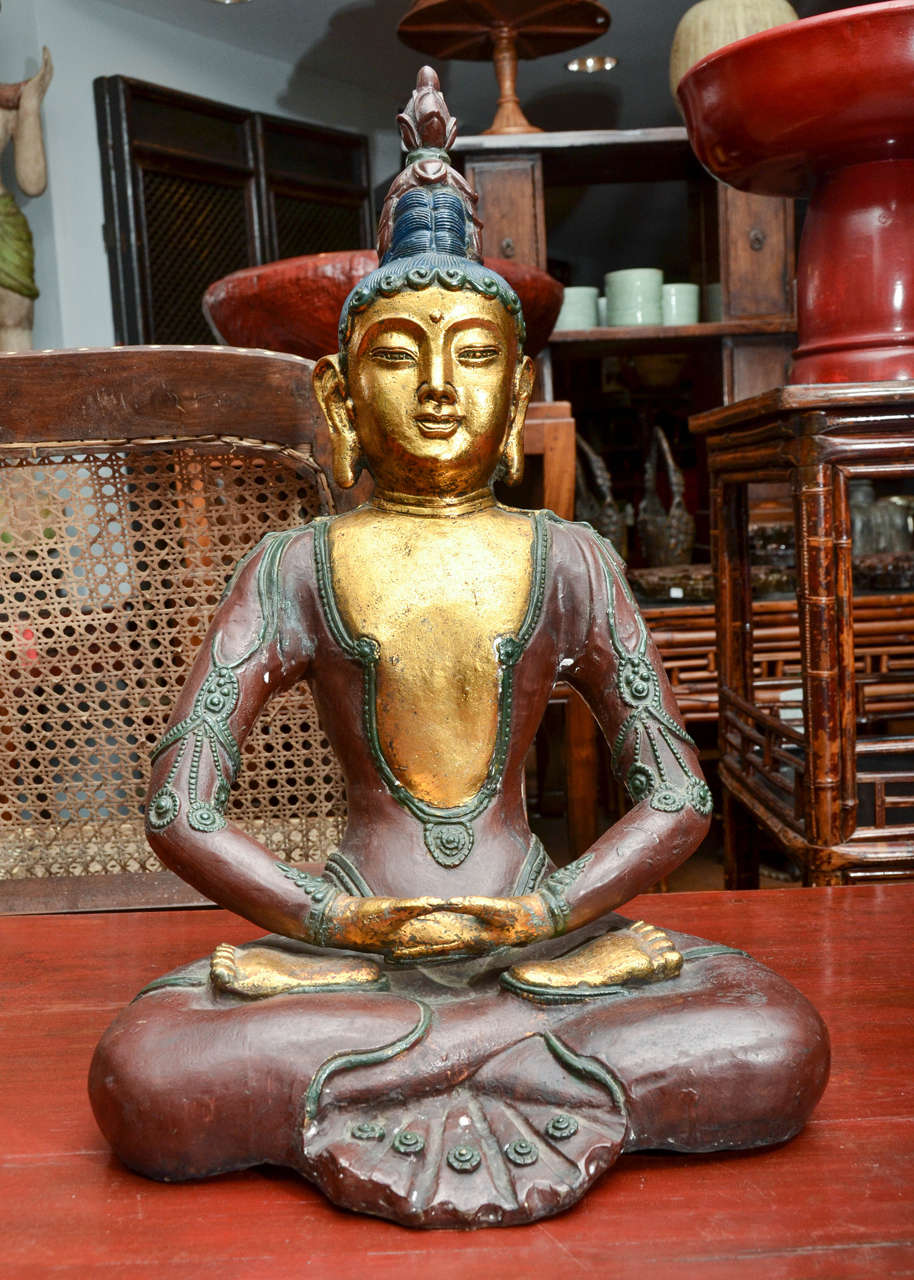 Turn of the century Chinese bronze seated Buddha.