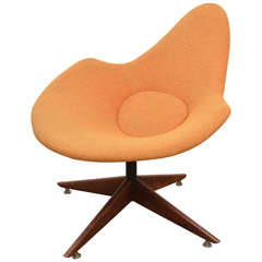 Mod Styled Chair with Wood Swivel Base