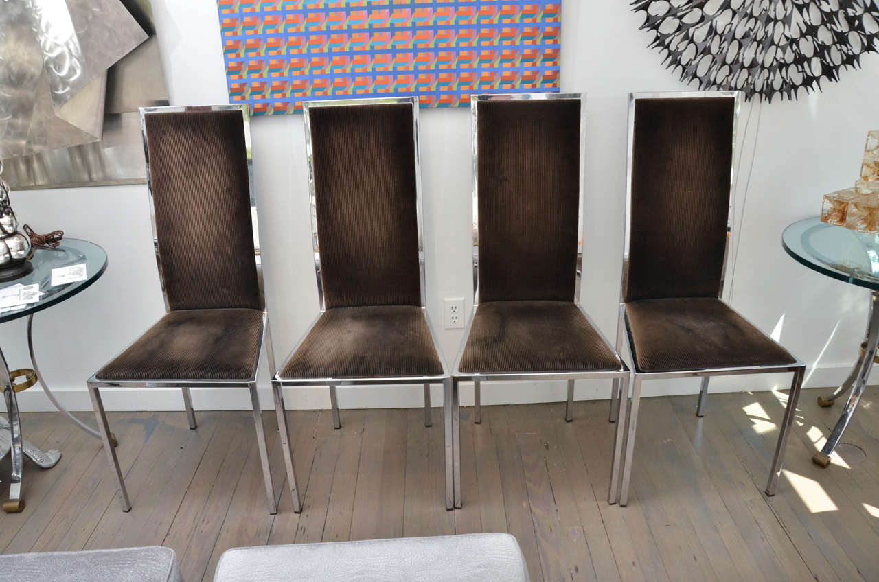 Chrome Highback Upholstered Dining Chairs