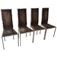 Chrome Highback Upholstered Dining Chairs