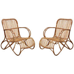 Pair of Small-Scale Bamboo Armchairs