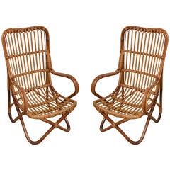 Vintage Pair of Bamboo Armchairs