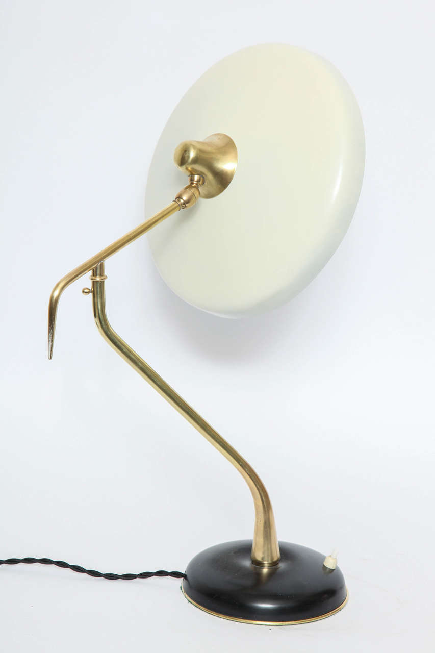 Brass Pair of Italian, Early Articulated Table Lamps by Oscar Torlasco