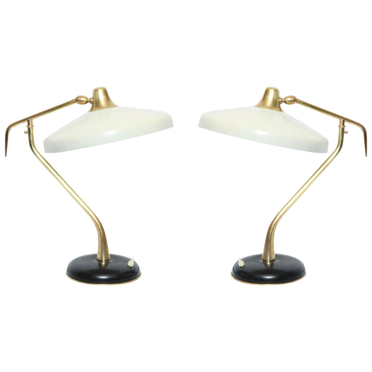 Pair of Italian, Early Articulated Table Lamps by Oscar Torlasco