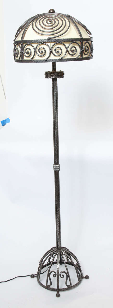 A 1920s, French Art Deco hand-wrought iron floor lamp.