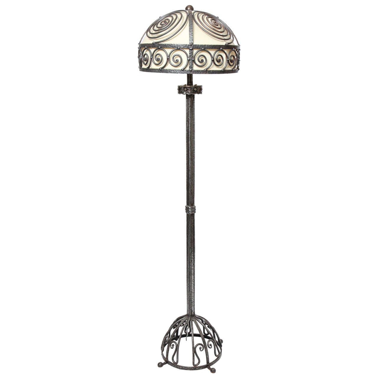 French Art Deco, Hand-Wrought Iron Floor Lamp