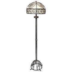 French Art Deco, Hand-Wrought Iron Floor Lamp