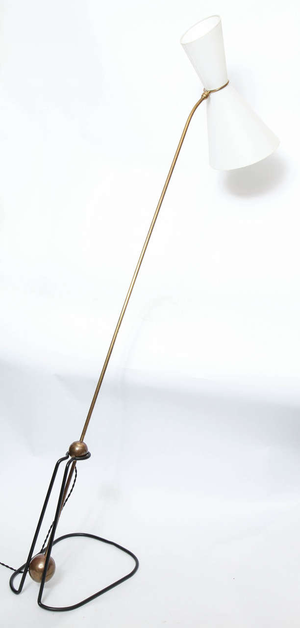 A 1950s French Articulated counter balance Floor Lamp by Pierre Guariche