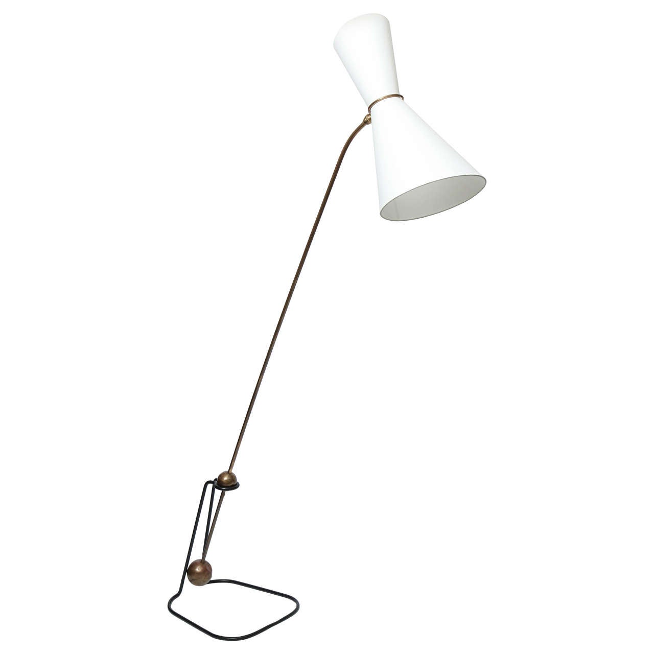 French Articulated  Counter Balance Floor Lamp by Pierre Guariche