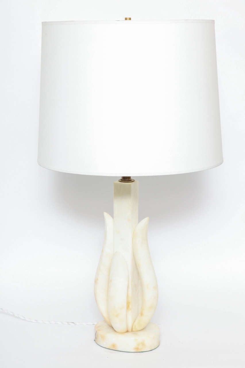 Mid-Century Modern Pair of 1950s Italian Alabaster Table Lamps