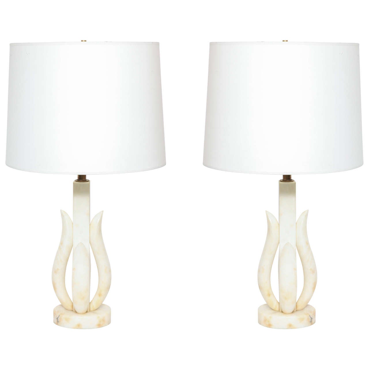 Pair of 1950s Italian Alabaster Table Lamps
