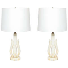 Pair of 1950s Italian Alabaster Table Lamps