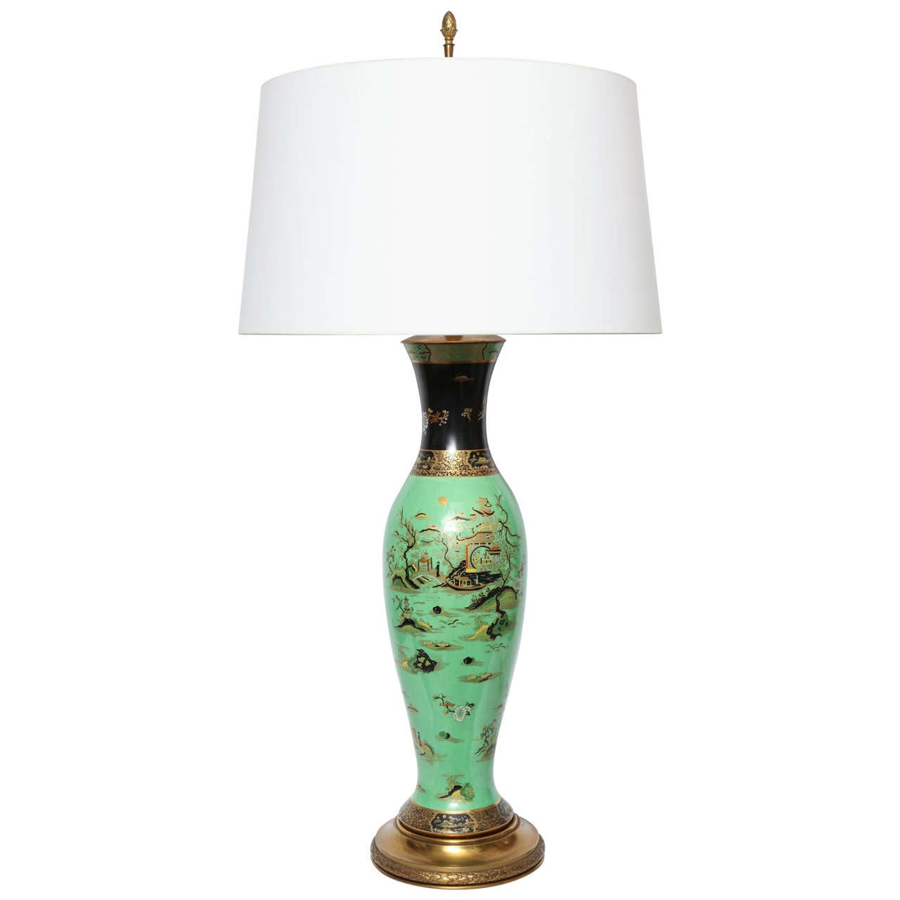 English Chinoiserie Porcelain Table Lamp For Sale at 1stdibs