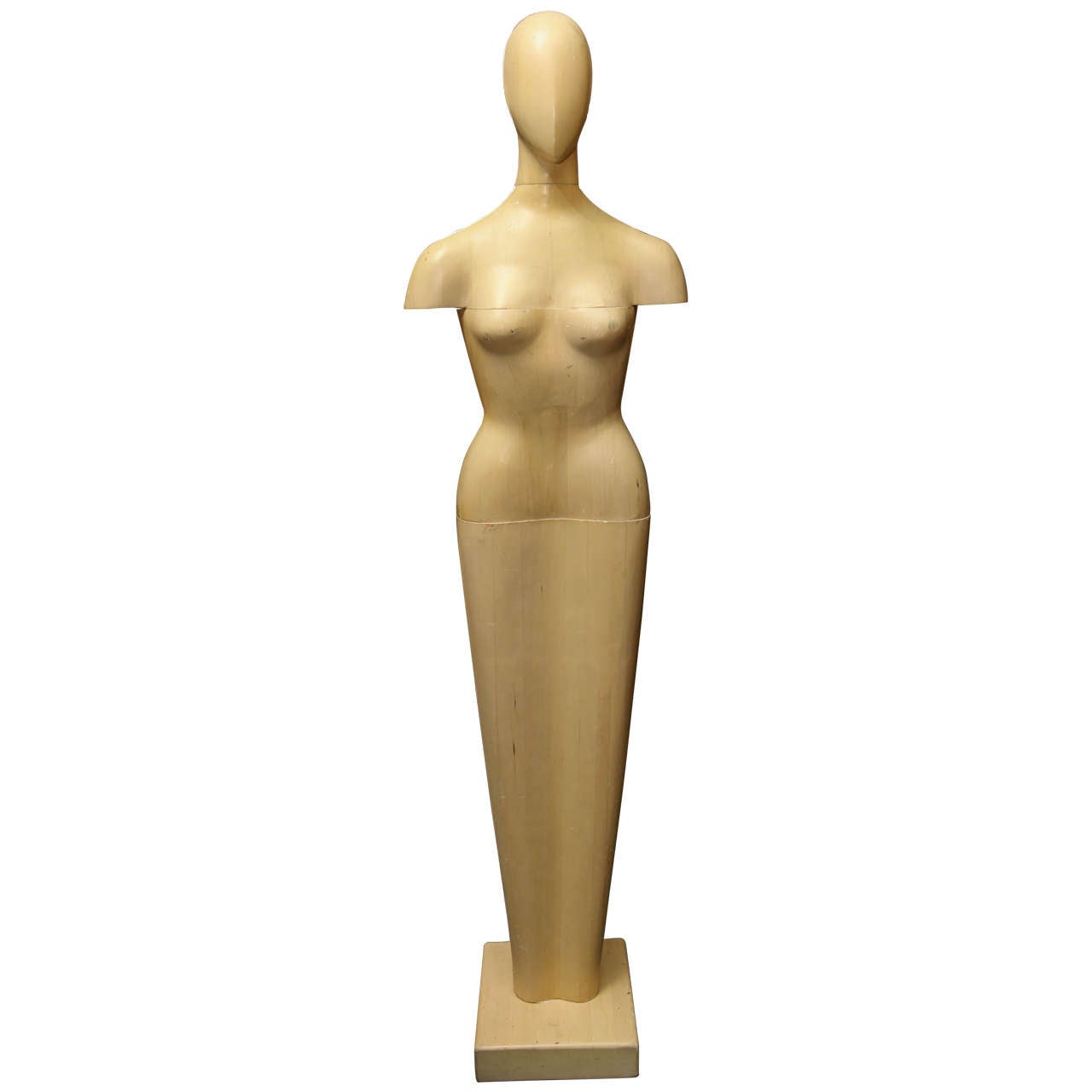 Sculpture en bois grandeur nature de forme féminine en vente