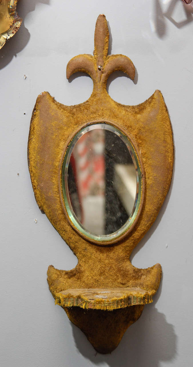 Small Velvet Shelf with Mirror