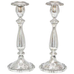 Tall Pair of Victorian Style Sterling Silver Candlesticks