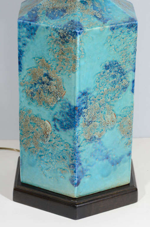 Mid-Century Modern Aqua Italian Ceramic Lamp For Sale