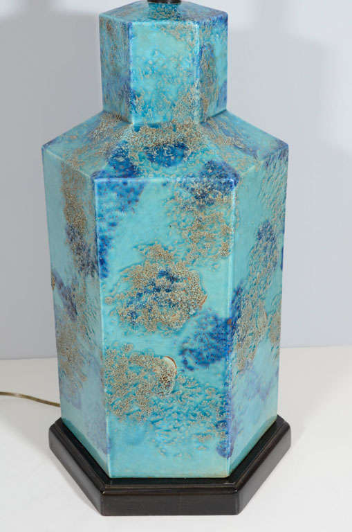 Mid-20th Century Aqua Italian Ceramic Lamp For Sale