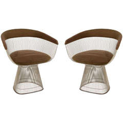 Pair of Warren Platner Chairs with Original Knoll Fabric