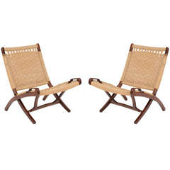 Pair of Wegner Style Folding Chairs