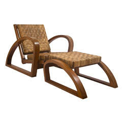 Rare Francis Jourdain Lounge Chair and Ottoman