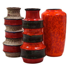 A Selection of West German Lava Pottery Floor Vases