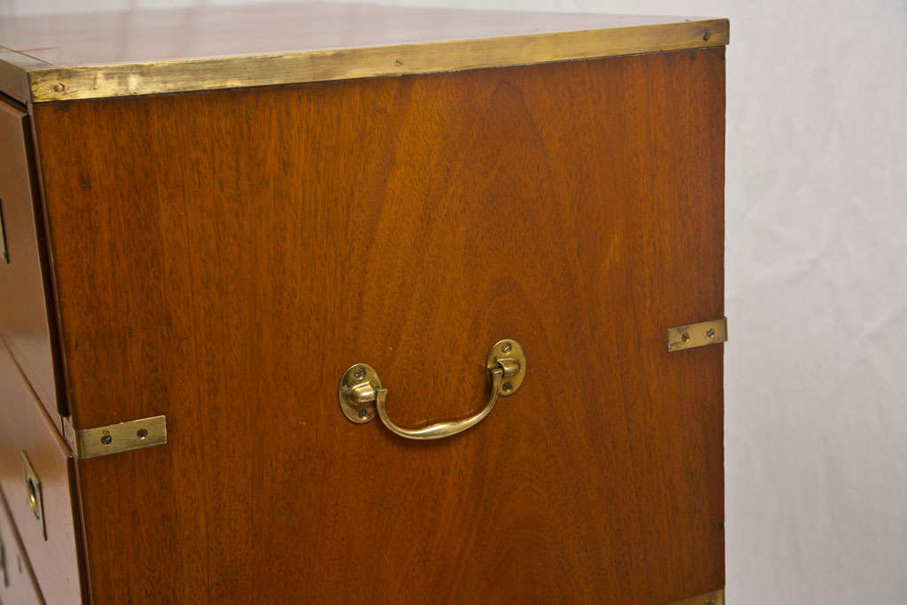 American Matching Pair of Tall Campaign Chests
