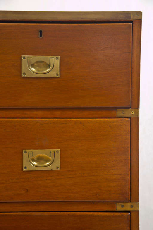 Mid-20th Century Matching Pair of Tall Campaign Chests
