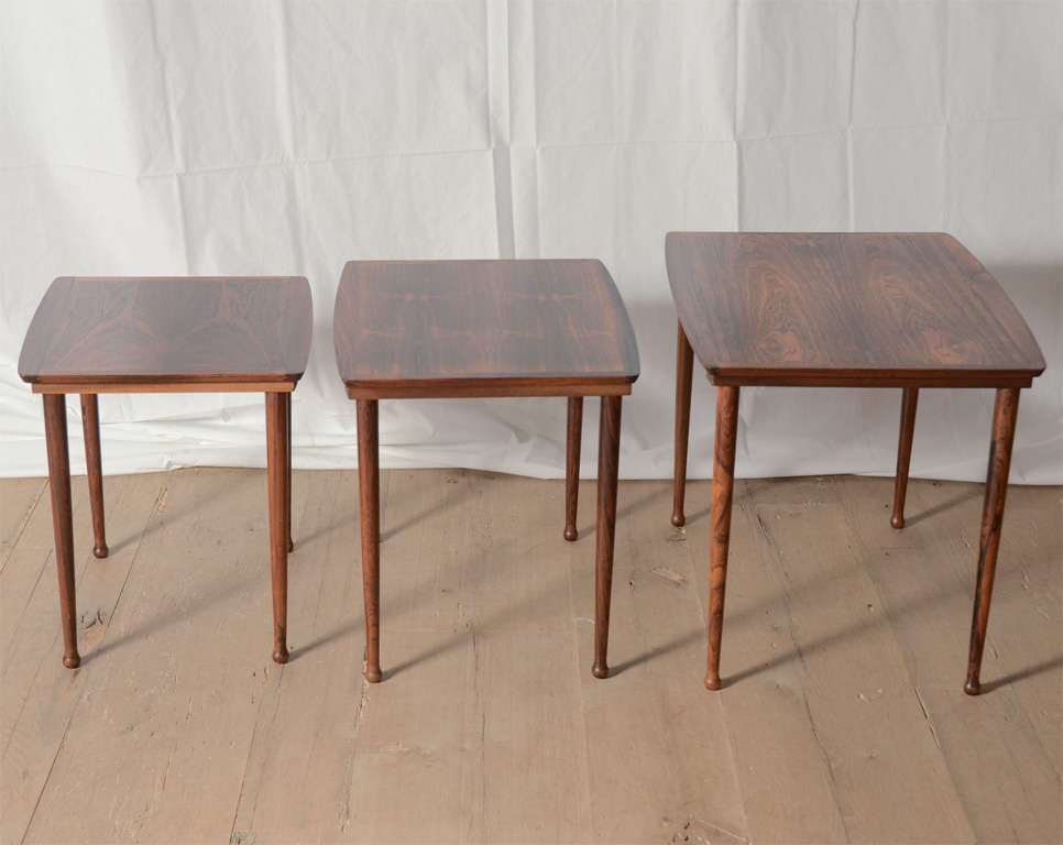 Rosewood Danish Midcentury Nesting Tables in the Manner of Knuud Joos