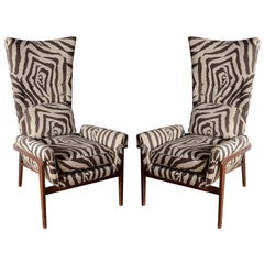 Vintage Midcentury High Back Chairs in the Style of Adrian Pearsall