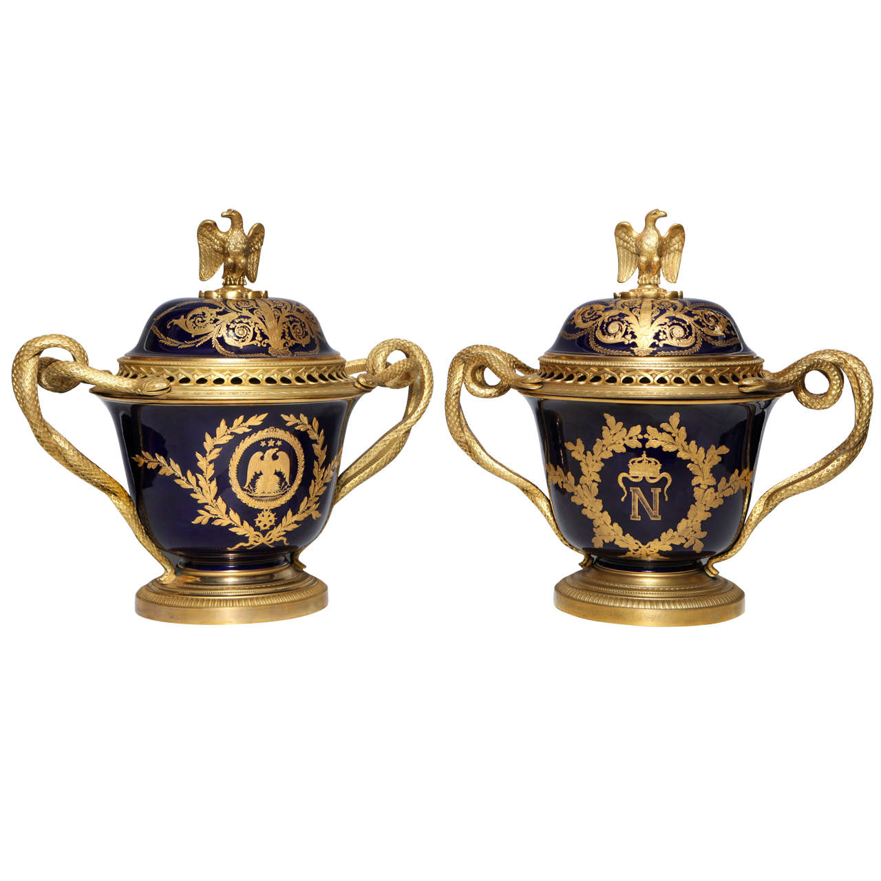 Monumental Cobalt Blue Sèvres Porcelain Vase on Ormolu Stand at 1stDibs