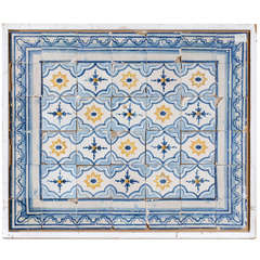 18th Century Portugese Tiles in Blue and Yellow, Circa 1780