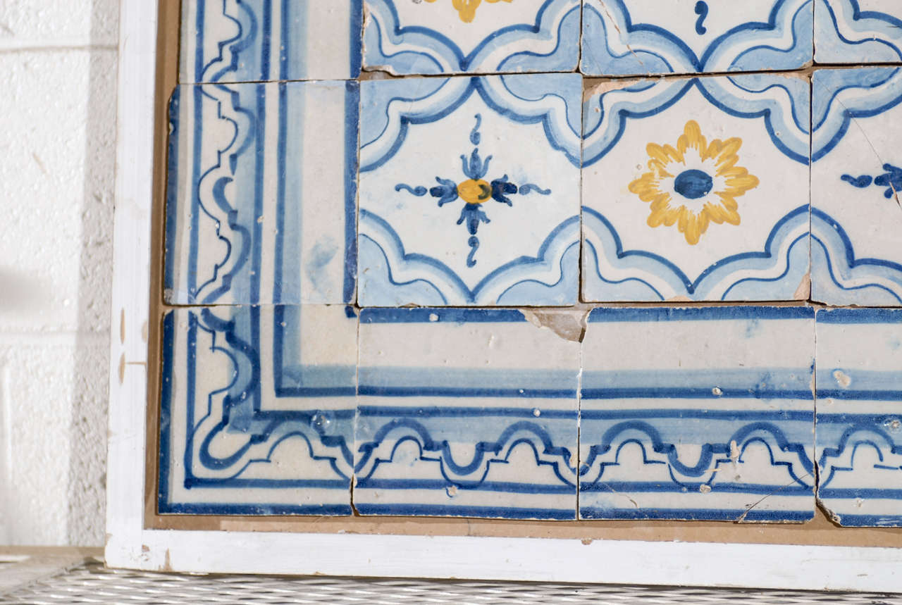 18th Century Portugese Tiles in Blue and Yellow, Circa 1780 1