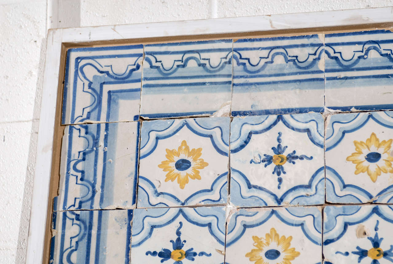 18th Century Portugese Tiles in Blue and Yellow, Circa 1780 2