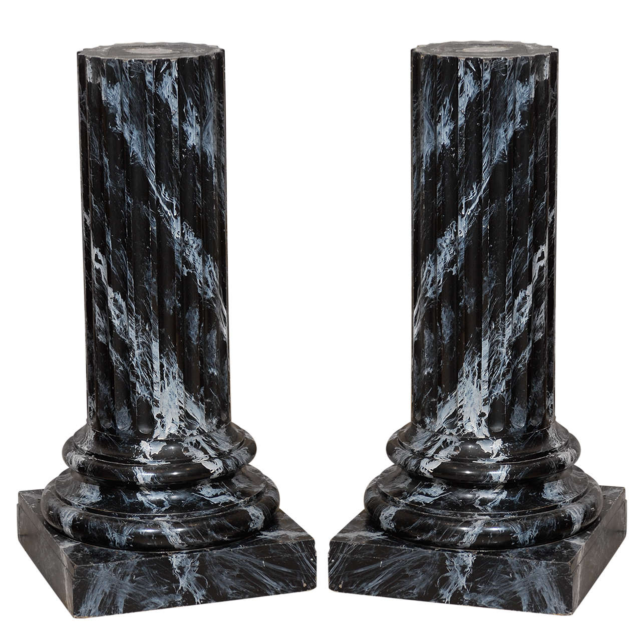 Early 20th Century Pair of Faux Marble Pedestals, Circa 1920 For Sale