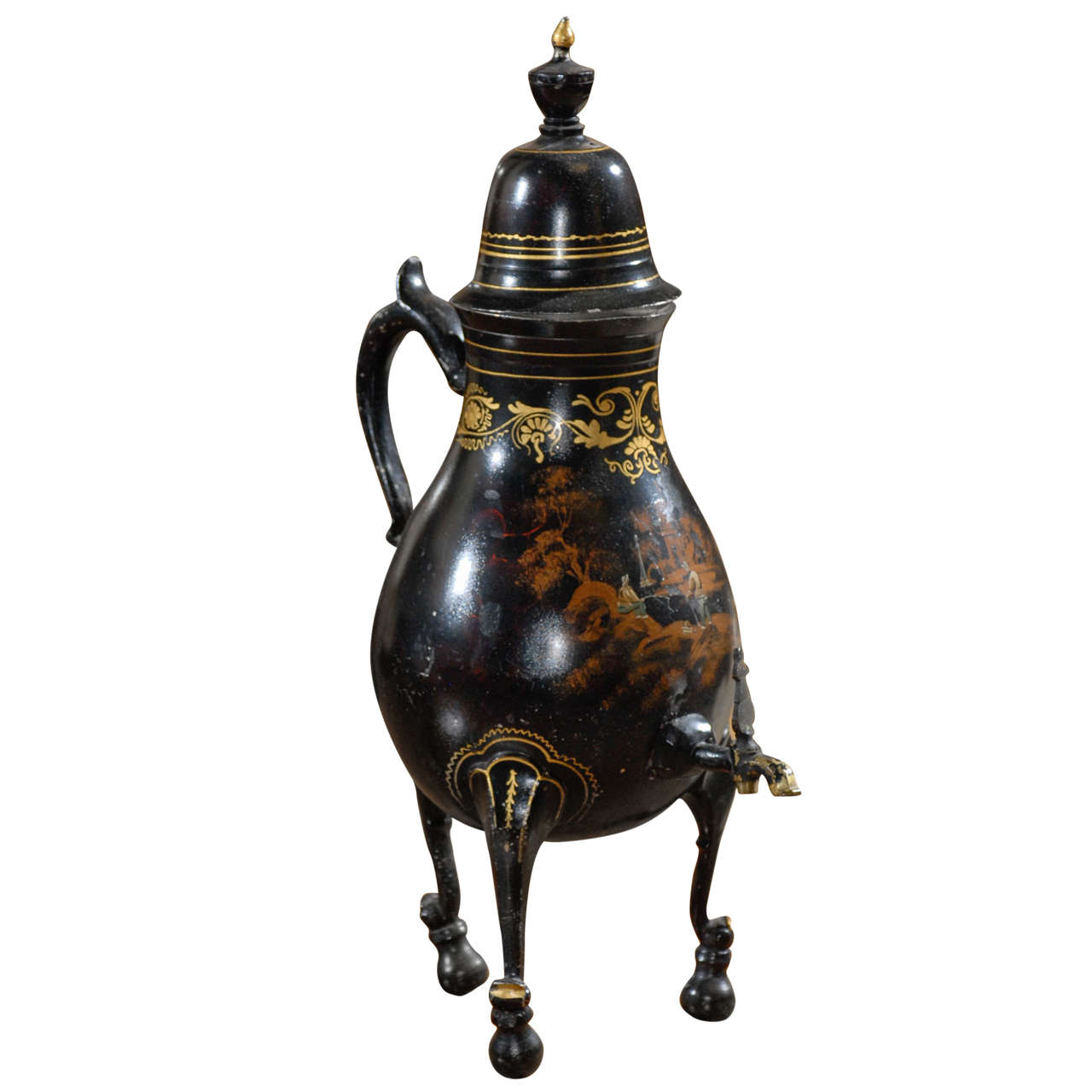 19th Century Black Tole Dutch Painted Samovar, Circa 1890 For Sale