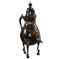 19th Century Black Tole Dutch Painted Samovar, Circa 1890