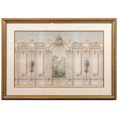 19th Century  French Architectural Watercolor, Circa 1810