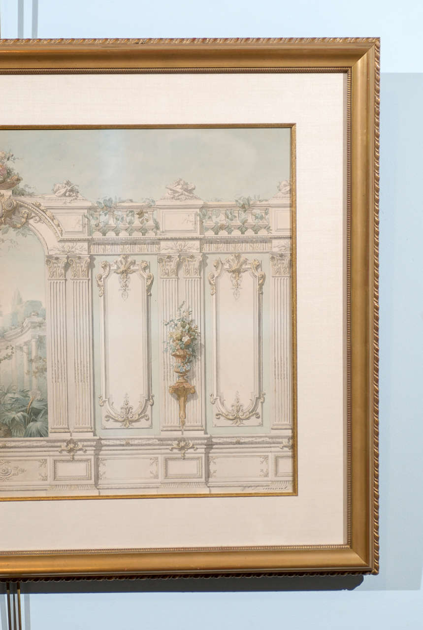 19th Century  French Architectural Watercolor, Circa 1810 For Sale 3