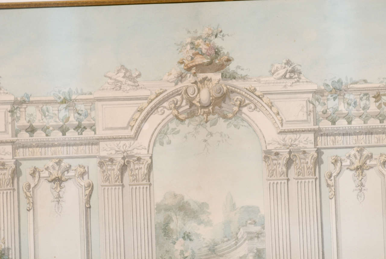 19th Century  French Architectural Watercolor, Circa 1810 For Sale 5