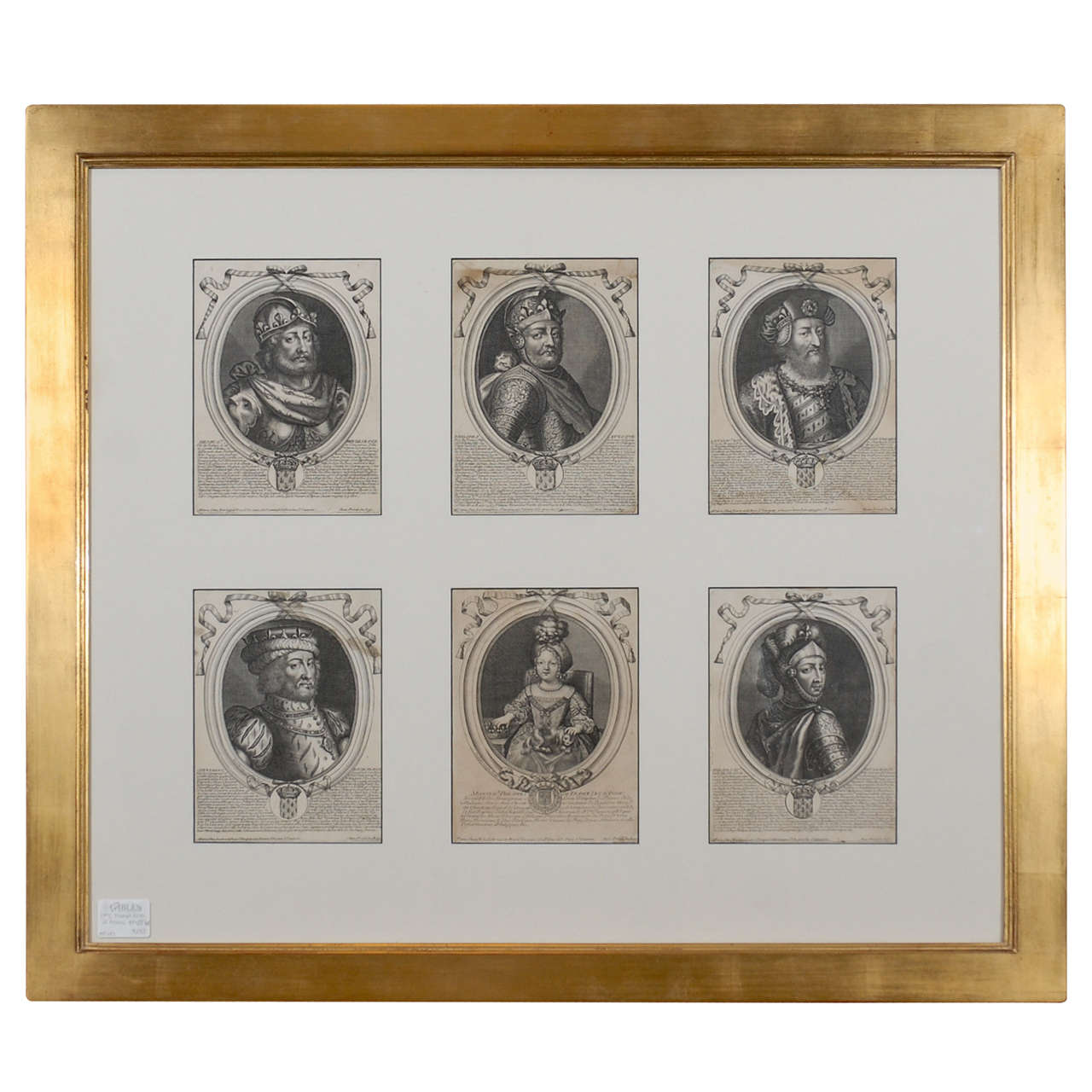 17th Century Engravings of French Kings Framed, Circa 1680