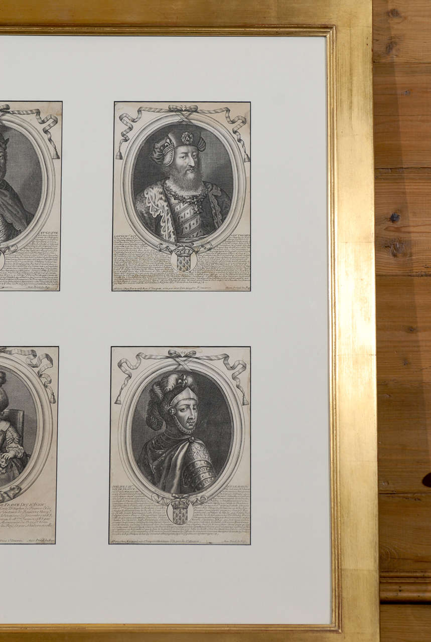 17th Century Engravings of French Kings Framed, Circa 1680 In Good Condition In Atlanta, GA