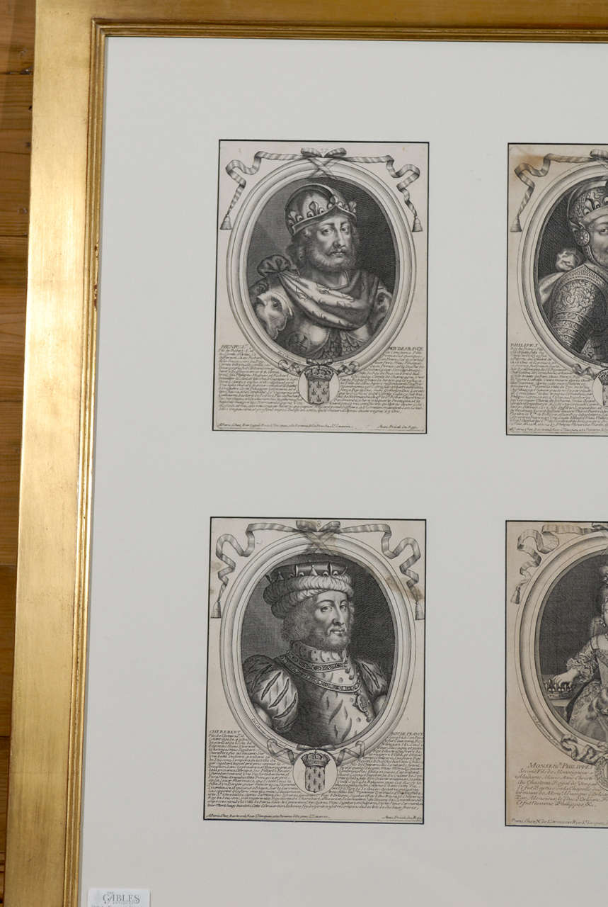 17th Century Engravings of French Kings Framed, Circa 1680 1