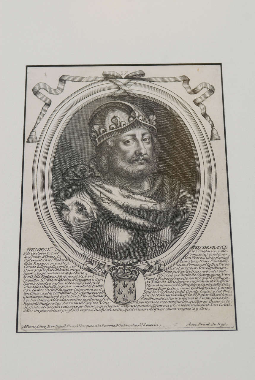 17th Century Engravings of French Kings Framed, Circa 1680 4